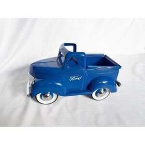Teleflora Ford F-1 Pick Up Truck Blue Metal Planter 1940s Gift